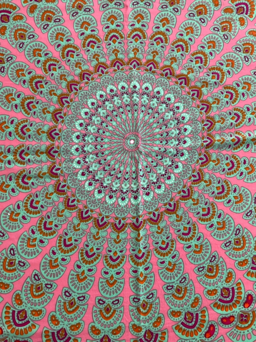 Elephant Mandala Print Sarong Scarf Pink Green Beach Fringe Boho Yoga Festival - Picture 2 of 7